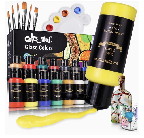 Stain glass paint - glass, set