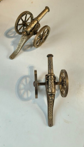 Pair silver cannons vintage - silver,
