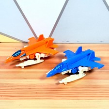 Vtg Jet Plane Bootlegs KO Transformers Toys Action Figure Orange & Blue Lot 2
