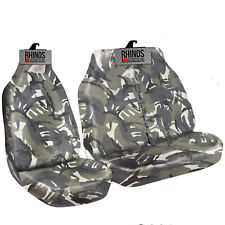 FOR PEUGEOT PARTNER (2008 ON) - GREY CAMOUFLAGE WATERPROOF VAN SEAT COVERS 2+1