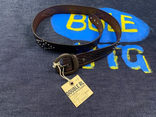 Rrl leather belt brass - rrl, sheild