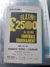 RARE Shamrock Rovers V Coleraine 1969 Blaxnit Cup programme Great Condition