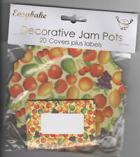 20 Decorative Jam Pot Covers Easybake and includes,discs,rubber bands, Labels -