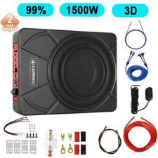 1500W 10" Car Sub Under Seat Powered Subwoofer Kit Super Slim Active Sub Speaker