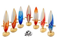 SURFBOARD WOODEN MINI MODEL ON STAND NEW SMALL GIFT SURF CAMPER VAN / SU012L