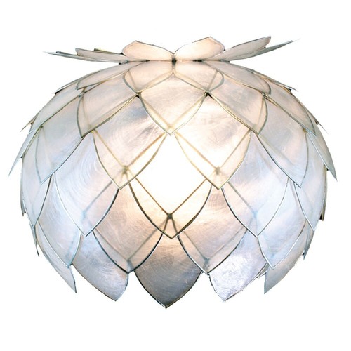 Silver white capiz - white, shell