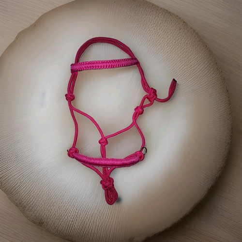 Pink rope bitless bridle - rope,