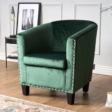 Tub Arm Chair Green Velvet Luxury Statement Rivet Comfy Accent Armchair 