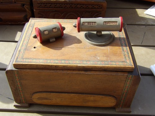 Vintage wooden desktop - wooden, box