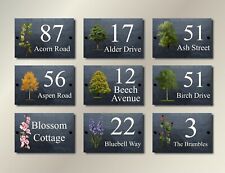 Flowers Trees & Plants Natural Slate House Signs Name Numbers- Over 50  Designs