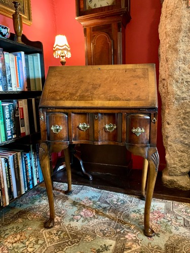 Antique walnut bureau queen - antique,