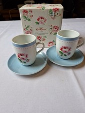 Brand New Cath Kidston Ashdown Rose Espresso Cups And Saucers X 2 Boxed