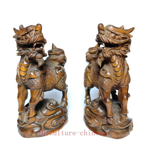 Pair old chinese boxwood - old,