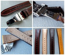 22mm Handmade Tudor Leather strap with deployment Buckle
