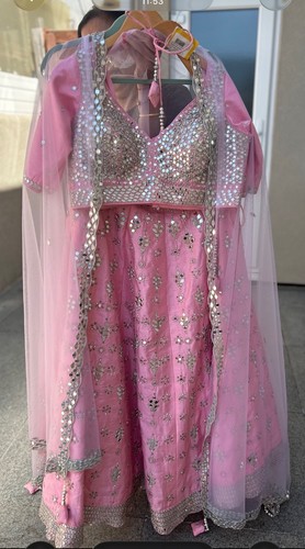 Pink lehenga with real mirror