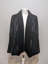 Zara Black Velvet Embroidered Floral Jacket Blazer Size S