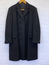Vintage Hector Powe Crombie Overcoat Large, Pure New Wool Dark Grey / Black 48”