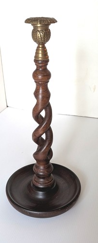Wood barley twist candlestick - barley,