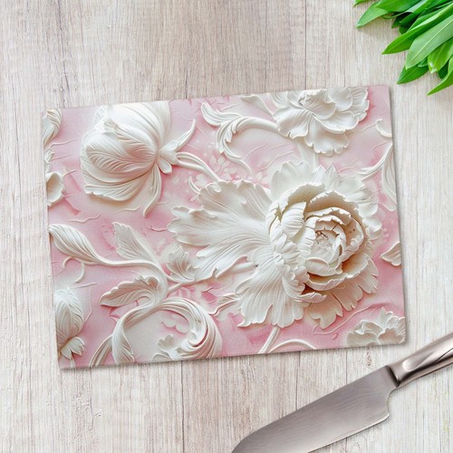 Light pink white floral - white, chintz