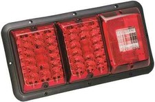 BARGMAN TRAILER RED LED TAILLIGHT #84/85 SERIES INCADESCENT BACKUP - BLACK BASE