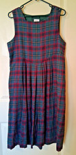 Vintage Laura Ashley Green Red Navy Plaid Maxi Dress with Pleated Skirt Size 10