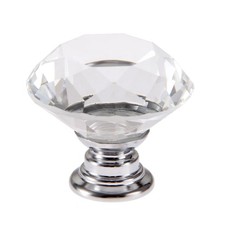 Diamond Crystal Glass Door Knob Drawer Kitchen Cupboard Cabinet Furniture Handle