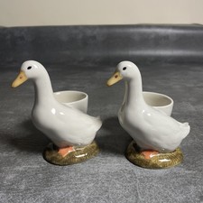 2 x Quail Pottery White Pekin Goose Egg Cups. Pre Owned 