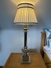 INDIA JANE TALL CHROME SIDE BEDSIDE  LAMP  LIGHT WITH TRADITIONAL SHADE