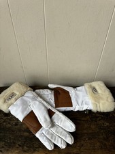 WHITE UGG GLOVES WITH FLUFFY WRISTS AND FLEECE LINED SIZE S/M