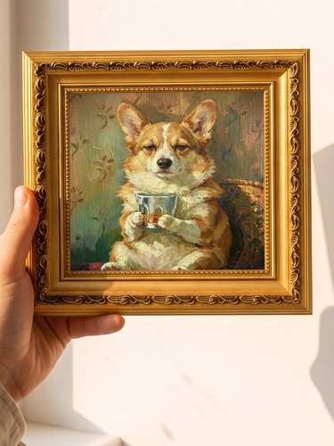 Corgi with coffee cup pet - corgi,