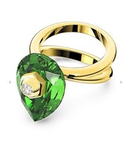 Swarovski Numina Ring Green Pear cut Crystal Gold Tone Plated size 55 new💕❤️