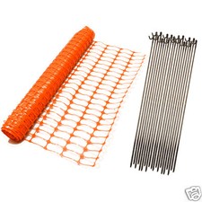Orange Safety Barrier Mesh Fence 50m + 10 Fencing Pins. Events, Garden, Projects