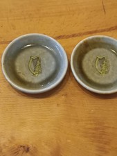 2 Irish Wade Porcelain Shamrock Design Small 3" Pin Trinket Dish Made in Ireland