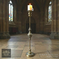 Brass effect Tall Candle Holder Tall Floor Standing Rustic Pillar 68cm High