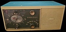 Vintage Aqua Blue Admiral Y3048 Tube AM Radio Clock Alarm