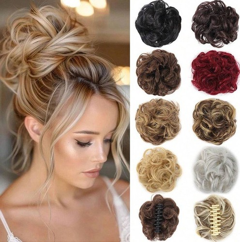 Thick curly messy bun