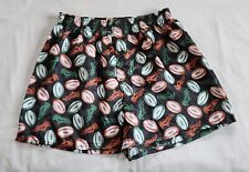 Rugby Balls & Boots Mens Black Printed Novelty Satin Boxer Shorts Size XXL New