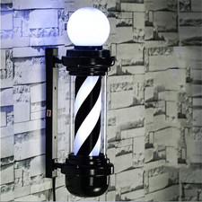 Barber Pole Black White LED Light,Traditional Barber Pole outside Barber Shop Ro