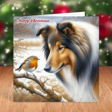 Rough Collie Dog Christmas Card