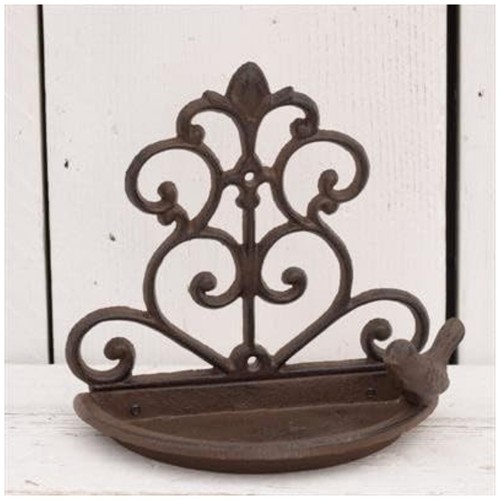 Cast iron bronze bird - bronze, feeder