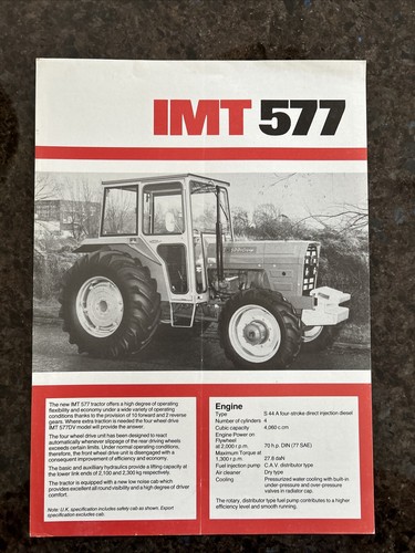 Imt 577 tractor leaflet - 577,