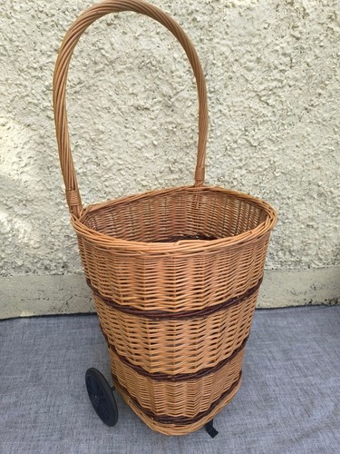 Wicker trolley basket - wicker,