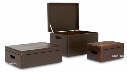 Large wooden brown storage box - large,