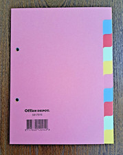NEW QUALITY A5 10 PART COLOURED PUNCHED CARD INDEX FILE SUBJECT DIVIDERS FILING