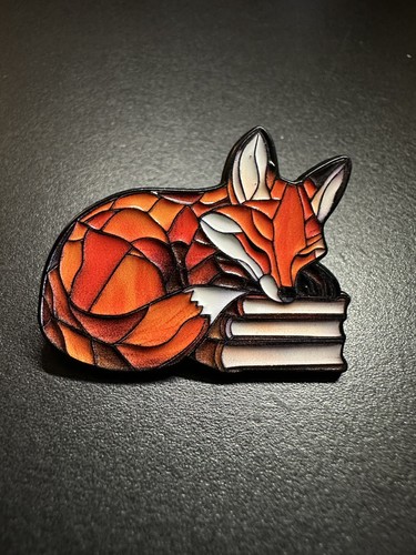 Fox enamel pin - enamel, stained