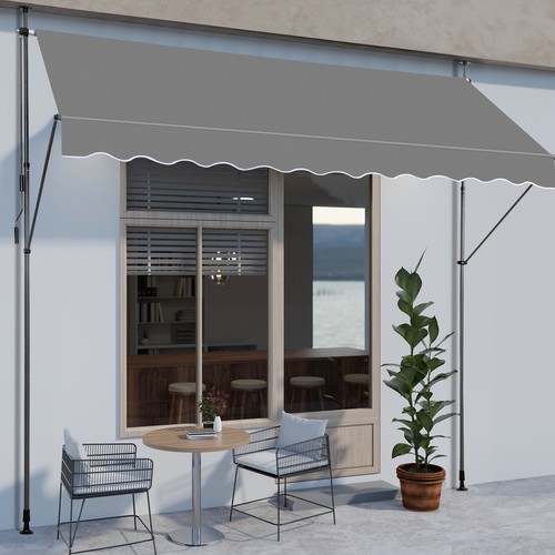 Grey retractable awning - grey-,