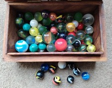 Box Of Old Vintage Marbles -