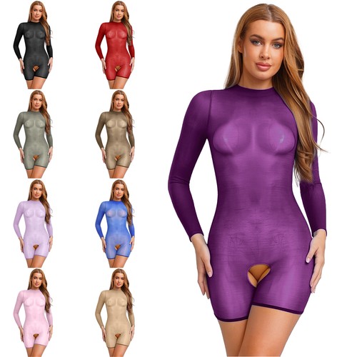 Women oil shiny open crotch - women,
