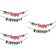  3 Count Garden Party Bunting Non-woven Fabrics Banner Happy Birthday Letter
