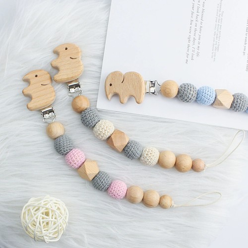 Wooden elephant dummy pacifier - wooden,